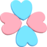 webness web design A blue and pink heart shaped flower.